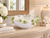 Handmade Thai White & Green Floral Ceramic Bowl