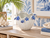 Small Handmade Thai White Ceramic Vase with Light Blue Lily Flowers