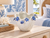 Small Handmade Thai White Ceramic Vase with Light Blue Lily Flowers