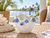 Small Handmade Thai White Ceramic Vase with Light Blue Lily Flowers