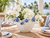 Small Handmade Thai White Ceramic Vase with Light Blue Lily Flowers