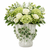 Handmade Thai Green Floral Ceramic Vase – 8.25" W x 9" H
