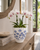 Handmade Thai Blue Ginkgo Ceramic Vase 8.5" W x 10" H