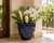 Handmade Thai Blue Floral Ceramic Floor Vase – 12" Decorative Artisan Vase