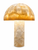 Golden Capiz Shell Mushroom Table Lamp L113S, 18-inch genuine Capiz shell lamp with domed shade and cylindrical shell base.