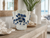 Handmade Thai Blue Floral Ceramic Vase – 6" W x 6.5" H