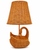 Handwoven wicker swan table lamp L149S, 24-inch handcrafted animal lamp with sculptural swan base and coordinating woven wicker shade.
