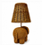 Rear three-quarter view of handwoven wicker elephant table lamp L149E showing the woven elephant body, ears and artisan wicker construction