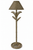 Handcrafted antique taupe wicker palm floor lamp with woven shade on a clean white background