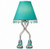 Eve Lamp jade green designer table lamp with silver-tone metal legs, open-toe sandal feet, and crystal-style bead trim on a white background