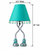 Measurement image of the Eve Lamp showing 14 inches tall and 6.5 inch shade width