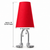 Red Adam table lamp measurement image showing a 6-inch shade width and approximately 15-inch overall height.