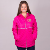 Women's Charles River New Englander Monogram Rain Jacket - Hot Pink