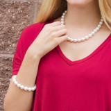 8mm Classic HandPicked Glass Pearl Fashion Necklace - Exceptional Quality 16"+3"  
