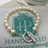White 8mm Glass Pearl Bracelet With Toggle - HP Exclusive 
