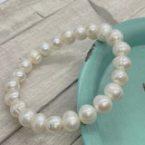Freshwater White Pearl 10MM Stretch Bracelet