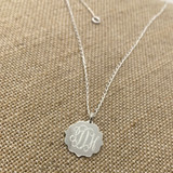 Monogram Vintage Mirror Shaped Sterling Necklace- HP Exclusive