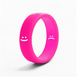 Hot Pink Smiley - Silicone One Size Flip Mood Ring  