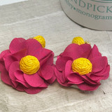 Bright Pink & Yellow Flower Statement Earrings
