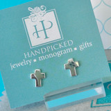 Sterling Silver Cross Stud Earrings - HandPicked