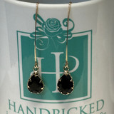 Jet Black Bezel Set Crystal Teardrop Fashion Earrings 