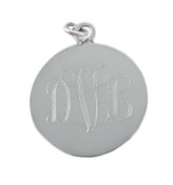 Sterling Silver Monogram Round Charm, Pendant 
