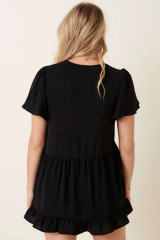 Air Flow Ruffle Tiered Black Top