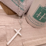 Cross Pendant Fashion Necklace in Matte Silver