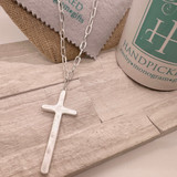 Cross Pendant Fashion Necklace in Matte Silver