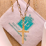 Matte Gold Cross Pendant Fashion Necklace 