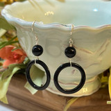 Onyx Dangle Earrings with Sterling Silver Hooks