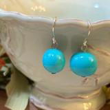 Single Oversized Enhanced Turquoise Drop from Sterling Silver Hook