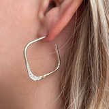 Unique 1" Square Sterling Silver Hoop Earrings
