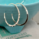Unique 1.5" Oval Sterling Silver Hoop Earrings
