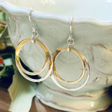 Two Toned Sterling Silver Circle Link Earrings