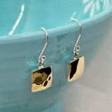 Two Tone Gold Plated Sterling Silver Square Earrings 