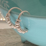 Matte Silver Beaded Small Hoop Fashion Earrings <1"