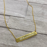 Gold Plated Sterling Silver Monogram Bar Necklace  ~ 16"+2"
