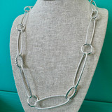 Oval Links Fashion Silver Long Necklace