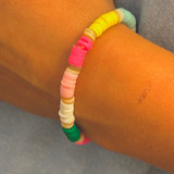 Bright Color Block Rubber Bead Stretch Bracelet