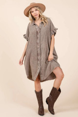 Mocha Mineral Washed Shirt Dress