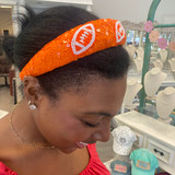 Orange & White Football Sequin Game Day Headband 