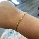  Gold Paperclip Chain Bracelet - 7" (pictured left)