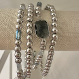 Silver Beaded Bracelet Set 