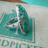 Abstract Genuine Turquoise Sterling Silver Ring- Size 7