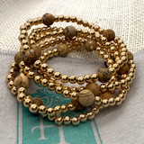 Picture Jasper & Gold Beaded Stretch Bracelet Set Picture Jasper & Gold Beaded Stretch Bracelet Set