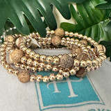 Picture Jasper & Gold Beaded Stretch Bracelet Set
