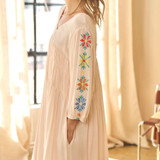 Rosewater Embroidered Sleeve Tiered Dress