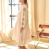 Rosewater Embroidered Sleeve Tiered Dress