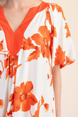 Orange Floral Midi Dress